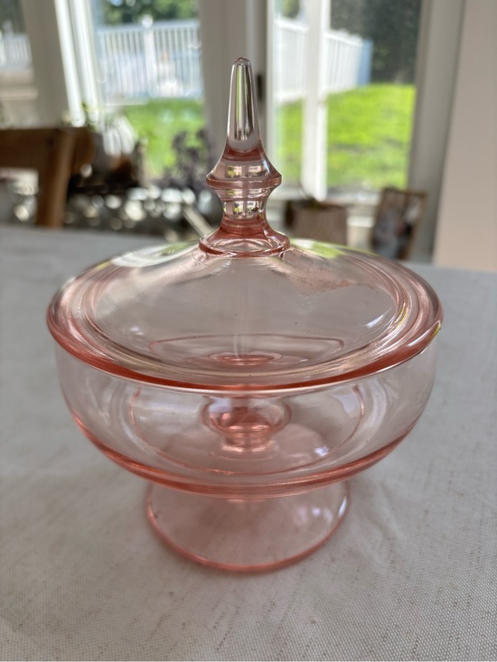 Other - Pink Glass Lidded Candy Dish